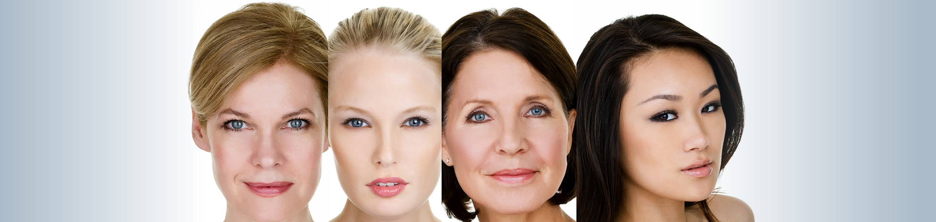 Four woman with no frown wrinkles or crows feet