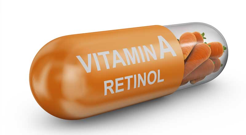 A large capsule marked Vitamin A Retinol