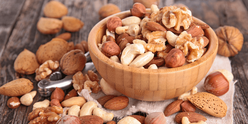 foods-with-elastin, bowl of mixed nuts